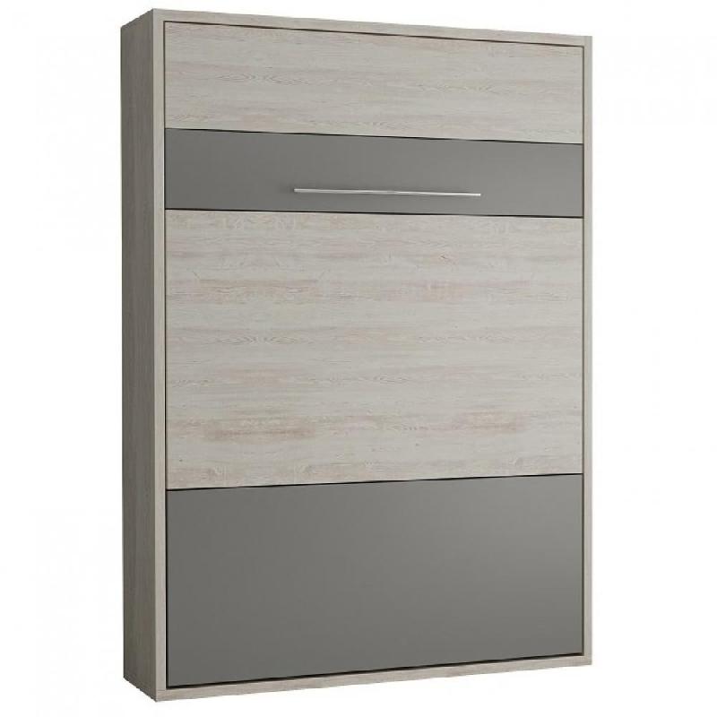 Armoire lit escamotable Mykonos - Pin/Gris Graphite - Couchage 140x200 cm - Ouverture assistée et design bi-ton_0