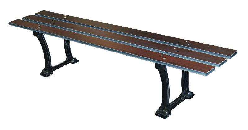 Banc public en bois - Cdirect-pro Longford - 1.80 m - Compact marron, pieds en fonte RAL9005_0