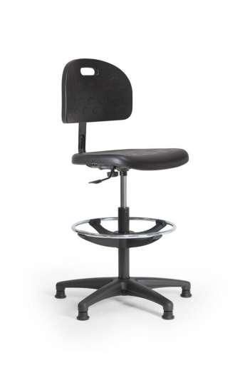 Chaise d'atelier en polyuréthane - fixe - vérin haut - repose-pieds - patins - réglable de 58 à 84 cm_0