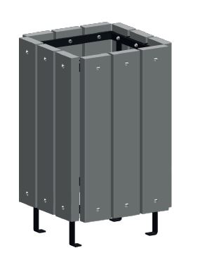 Poubelle publique Corbeille CANNES Réf. 3027 - Acier et bois tropical - 29,8 L - Finition oxiron noir_0