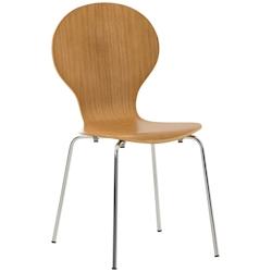 Décoshop26 - Chaise de cuisine salle à manger x1 empilable dossier arrondi en bois chêne et métal chromé 10_0003347 - 3000251535327_0