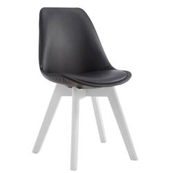 Décoshop26 - Chaise de salle à manger x1 style scandinave en PVC noir support 4 pieds en bois couleur blanc 10_0003755 - blanc 3000251749007_0