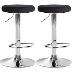 Décoshop26 - Lot de 2 tabourets de bar avec assise en tissu velours noir et cadre métal chromé TDB10718 - noir 3002478232690_0