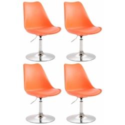 Décoshop26 - Lot de 4 chaises de salle à manger pivontante hauteur réglable en plastique orange et pied trompette métal aspect 10_0001819 - 300025_0