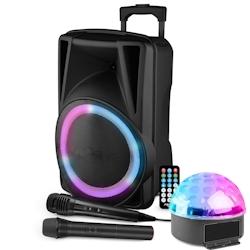 Enceinte active 600w avec usb, bluetooth + jeux de lumiere astroball + micro sans fil pa dj sono led soiree famille karaoke - 3666630001397_0