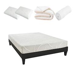 Ensemble   Matelas Mémoire de forme + Sommier + Accessoires 180x200 cm EUPRAXIE OLYMPE LITERIE - blanc 4BC.SR.K15.K.1820_0