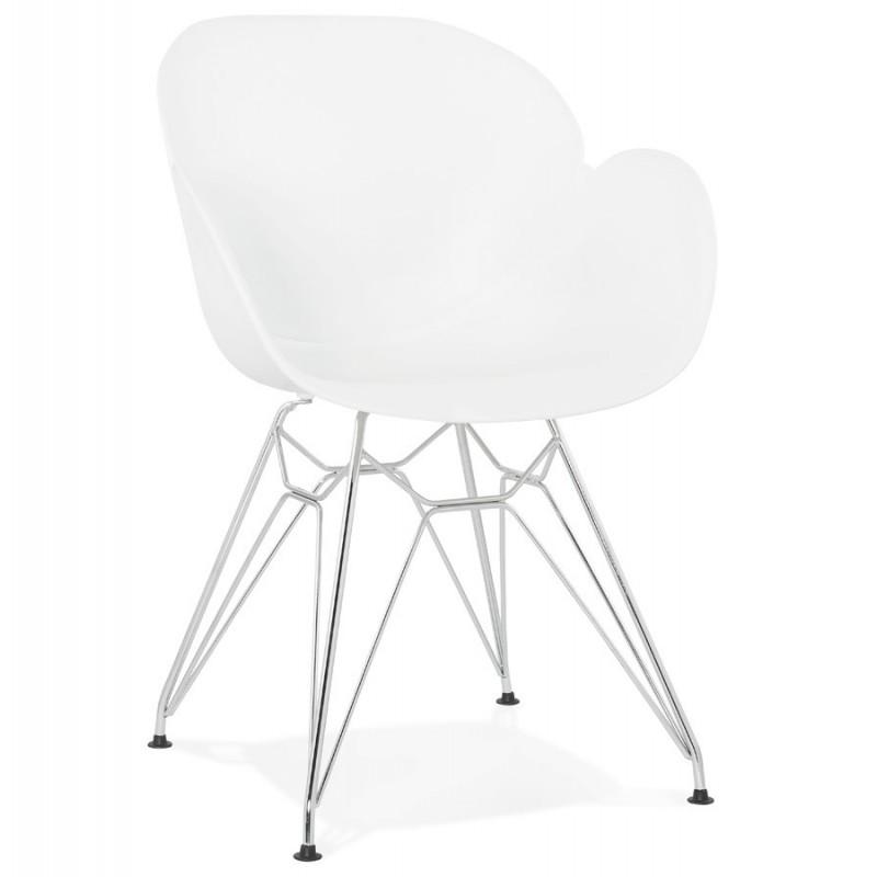 Fauteuil design Katana 82 cm blanc - Paris Prix - Polypropylène & métal chromé, protection pour sols, livré démonté_0