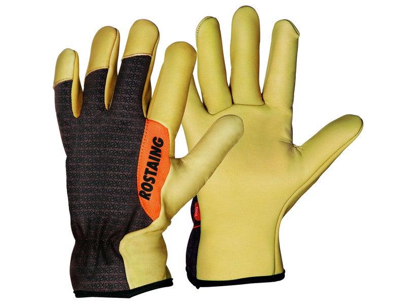 Gants de jardinage en cuir hydrofuge ROSTAING - beige, taille 7/S - résistants à l'eau et lavables_0