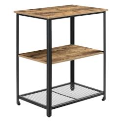 HELLOSHOP26 chariot de service de cuisine chariot roulant desserte roulettes verrouillables métal plastique 76,5 x 60 x 40 cm bois foncé noir - noir_0