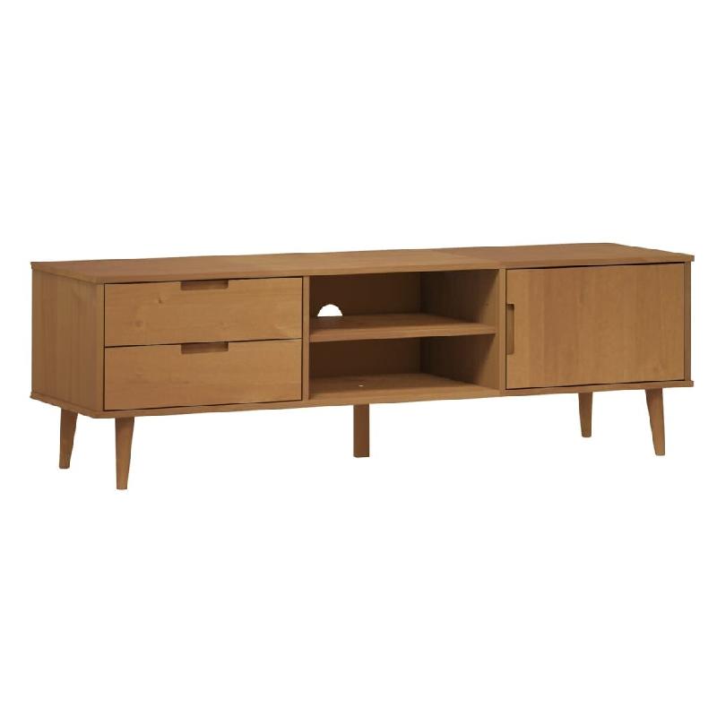 Helloshop26 - Meuble TV multimédia étagère télévision buffet téléviseur salle à manger salon chambre MOLDE 158 x 40 x 49 cm bois de 02_0027734_0