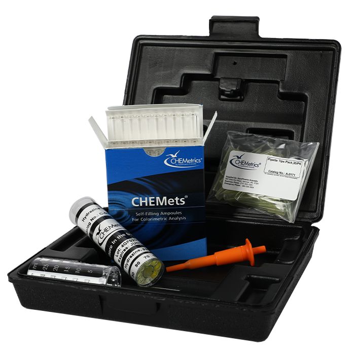 Kit d'analyse visuelle de l'Hydrazine 0-500 ppm, type : HR CHEMets 30 ampoules, marque Chemetrics - Ref.: NCK017_0