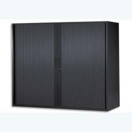 MT INTERNATIONAL ARMOIRE BASSE MÉTAL MONOBLOC CORPS ET RIDEAUX NOIR 2 TABLETTES - DIM. 120X102X43 CM