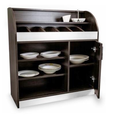 Sar-439-1015 - Desserte vaisselier en panneau aggloméré mélaminé avec finitions aluminium - 2 portes battantes et 6 compartiments_0