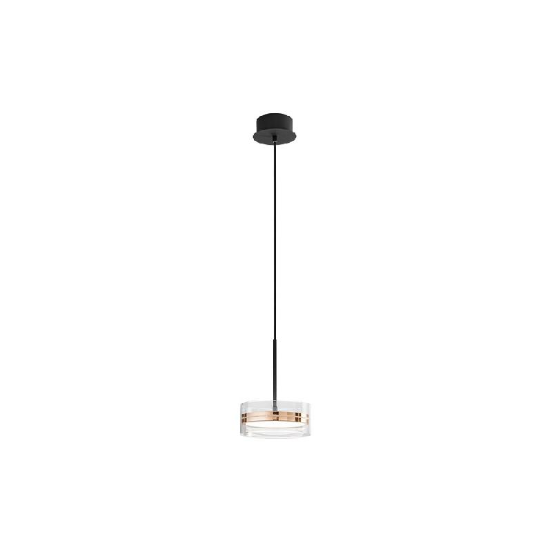 Suspension LED 14 W en métal et aluminium, double émission, finition or brillant et noir mat, dimmable, diamètre 20 cm - Perenz - multicolore 8216_0
