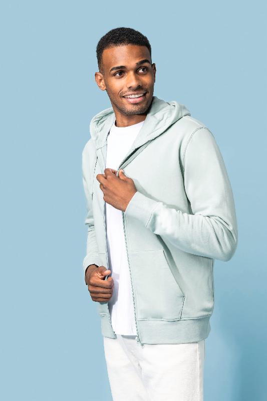 Sweat-shirt écoresponsable zippé à capuche homme - Réf: K4030 - Kariban - 85% coton biologique, 15% polyester recyclé - Coupe droite - Poches kangourou_0