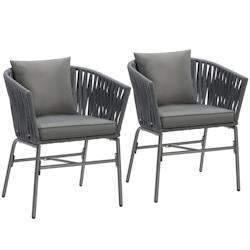 TecTake GmbH tectake Ensemble de chaises VALEIRAS effet corde tressée - Lot de 2 - 405831 - gris acier 405831_0