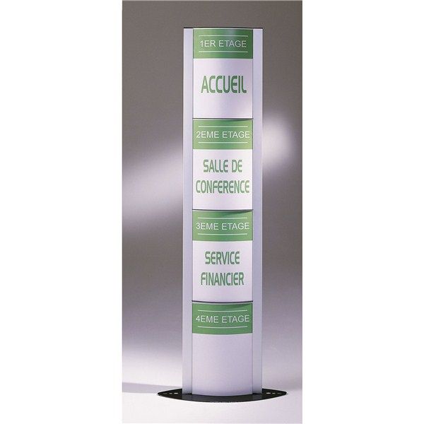 Totem signalétique intérieur double face modulable - Direct Signalétique - Aluminium anodisé avec porte-documents A3_0