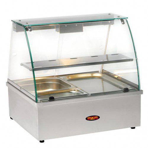 VITRINE CHAUFFANTE BAIN-MARIE PANORAMIQUE PROFESSIONNELLE - 2XGN 1/1