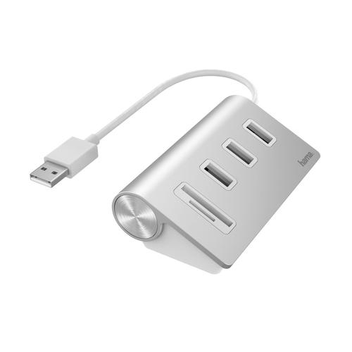 HAMA 00200124 - Hub USB 3.0 à 5 ports - Aluminium anthracite - Compatible MicroSD et SD_0