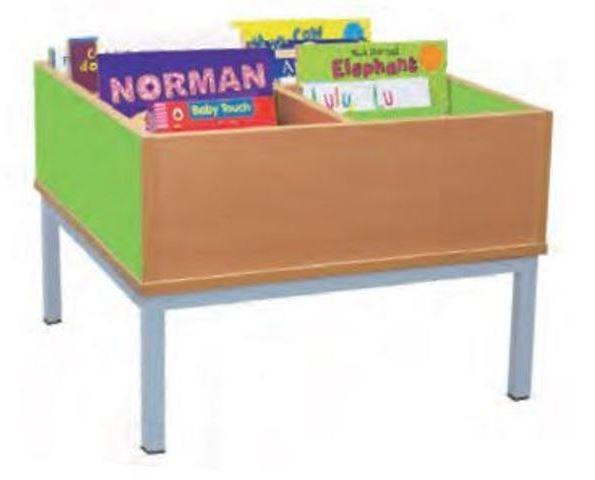 Bacs albums et BD sur pieds - 4 cases - Mélaminé non feu M3 - Piétement métallique M1 - 60x60x60 cm_0