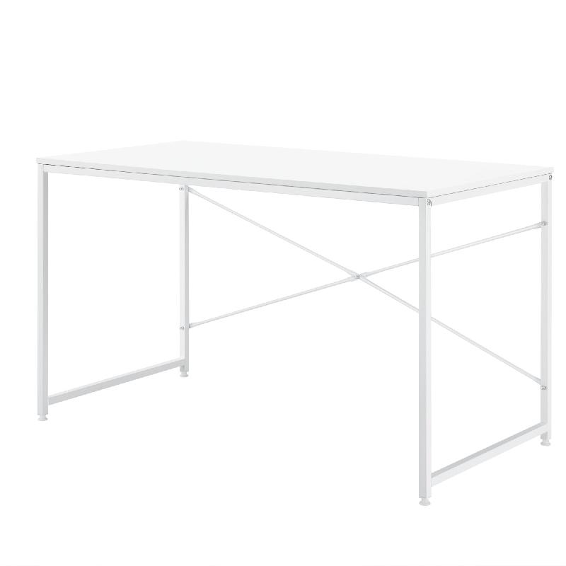 Bureau d'ordinateur - Poste de travail en MDF 120 cm blanc - Structure métal stable_0