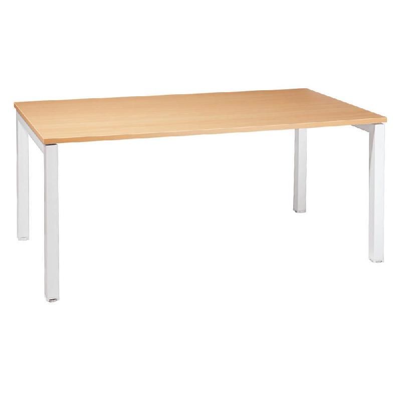 BUREAU DROIT ACTUAL - L. 80 X P. 80 CM - PLATEAU CHÊNE  - 4 PIEDS BLANC