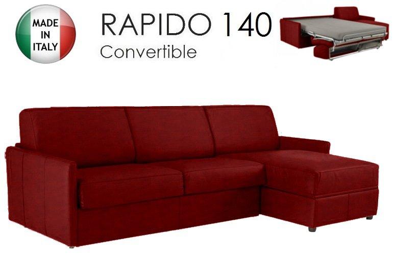 Canapé d'angle SUN convertible express 140cm microfibre bordeaux - Matelas 16cm haute résilience_0