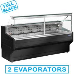 Comptoir réfrigéré vitrine à vitre droite 90° avec réserve - HL30/B5 - acier inox AISI 304 - éclairage néon - plan de travail en granit_0