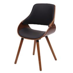 Décoshop26 - Chaise de salle à manger cuisine design rétro en synthétique noir pieds en bois marron 04_0002218 - marron 3000259632691_0