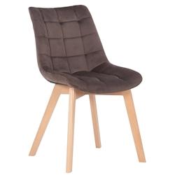 Décoshop26 - Chaise de salle à manger x1 rembourrage généreux en velours marron piètement en bois 10_0002081 - marron 3000250832045_0