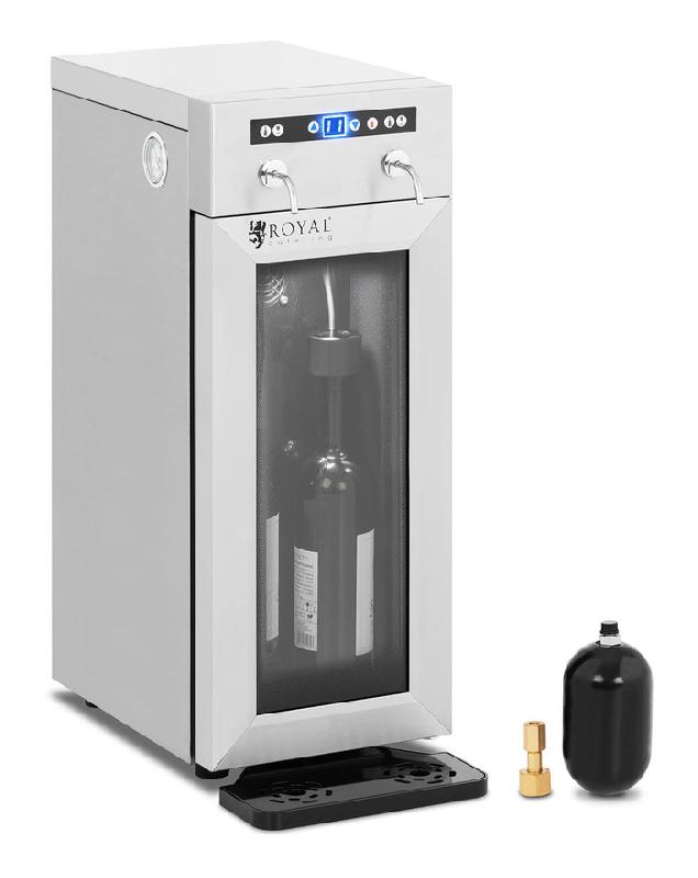 DISTRIBUTEUR DE VIN AU VERRE CAVE À VIN MINI FRIGO MINIBAR INOX LED 2 BOUTEILLES - ARGENT, BLANC