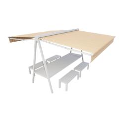 Ensemble duo et bancs 8 places Alia Plein Air (Blanc - Orchestra Chicago 7467) - aluminium RETTAB8P-BANC-9010-7467-ORC_0
