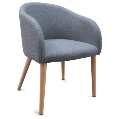 Fauteuil de réunion et visiteur Adria en tissu gris pieds bois_0