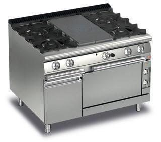 Fourneau - 4 feux vifs gaz + 1/2 plaque coup de feu sur four gaz - placard neutre - 90QTPMFG123 - 42.5 KW - 1200x900x870 mm_0