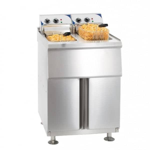 Friteuse électrique sur pieds - 2 x 10 litres - haut rendement - acier inoxydable - 2 x 9000 W - marque Matériels Cuisine_0