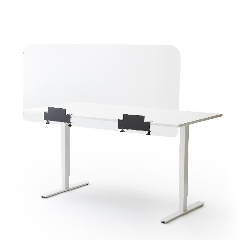 Grand écran de bureau ou de table en plexiglass avec pinces en acier noir_0