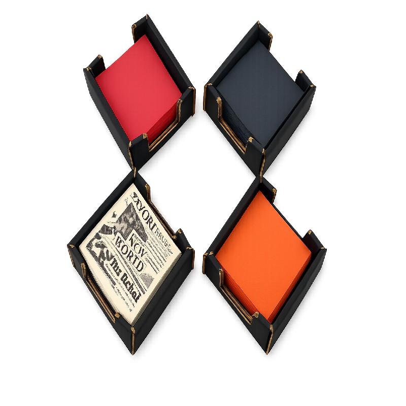 Hostelnovo del Valles Hostelnovo – Lot de 4 porte‑serviettes en carton noir + 100 serviettes assorties (orange, rouge, noir, gazette) - multicolor_0
