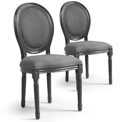 Lot de 2 chaises médaillon Louis XVI Tissu Beige - 3327480022047_0
