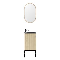 MOB-IN Ensemble meuble lave-mains chêne + miroir STUDIO - marron 3701606503984_0