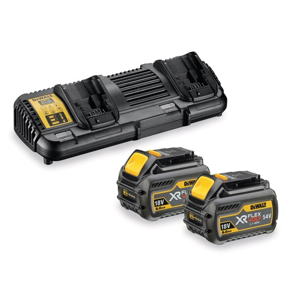 PACK 2 BATTERIES XR FLEXVOLT 18V/54V 9AH/3AH LI-ION + CHARGEUR DOUBLE - DEWALT