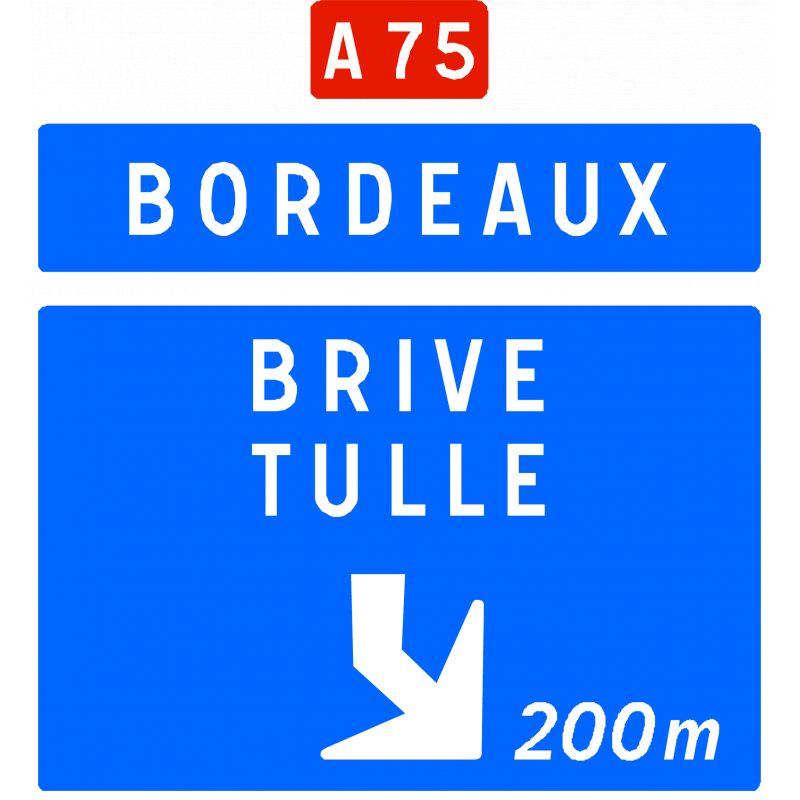 Panneau directionnel Da41f - Bifurcation autoroutière - Pré-signalisation et caractéristiques_0