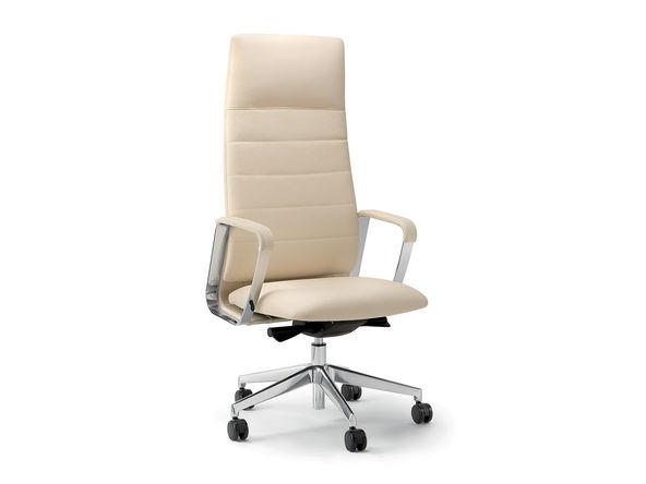 Fauteuil de direction Colonel en cuir pied en aluminium brillant_0