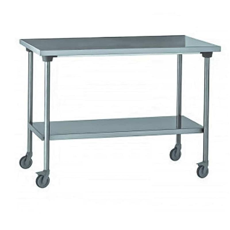 Table inox TS 15N démontable sur roues centrale + étagère pieds ronds largeur 700 mm (Longueur, mm: 1000 Réf-464971-44)_0