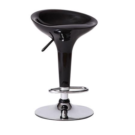 Tabouret intérieur - Assise ABS noire - Structure chromée - Réglable en hauteur de 66 à 88 cm_0