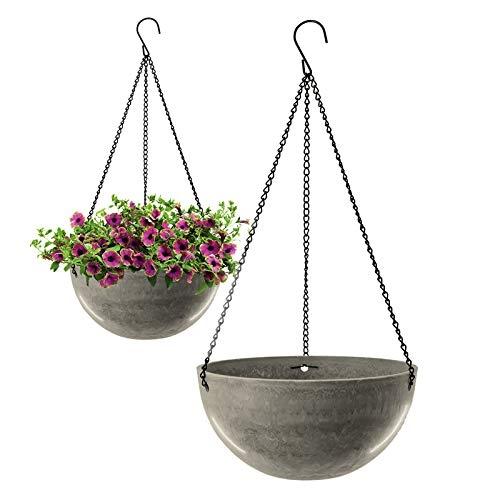 Lot de 2 pots de fleurs suspendus - Design marbré, matériaux légers et crochets réglables, avec drainage intégré_0