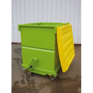 216019 - Benne à fond ouvrant Collvert - 1280 L avec couvercle PE jaune et déclenchement automatique_0