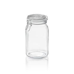 Bocal de stockage, 1,5 l, Ø 9 cm, hauteur 19,5 cm, en verre, acier inoxydable, silicone - Was Germany - 4044925153720_0