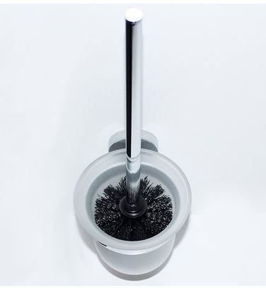 Brosse de toilette avec support mural - Série Senna en chrome avec rosace 50 mm_0