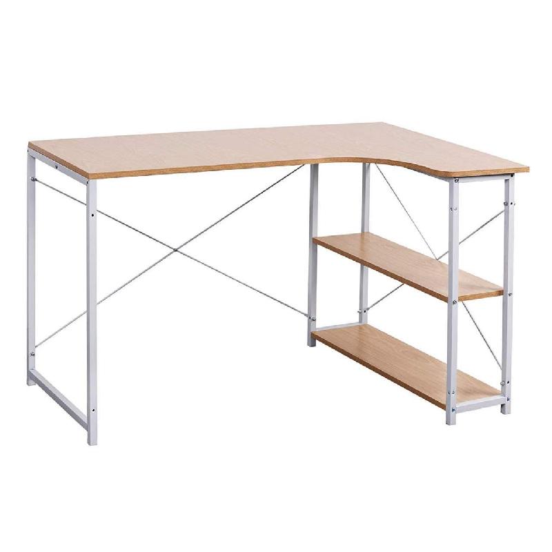 BUREAU D\'ORDINATEUR AVEC DEUX ÉTAGÈRES 120 CM MDF BEIGE 19_0000561_0