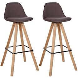 CLP Lot de 2 tabourets de bar Corbin en tissu carré Marron/Nature - marron textile 327243_0